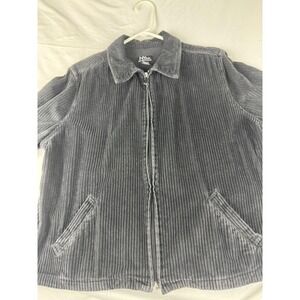 NY Threads Corduroy‎ Zip Up Jacket Charcoal Gray Casual Streetwear Mens Large